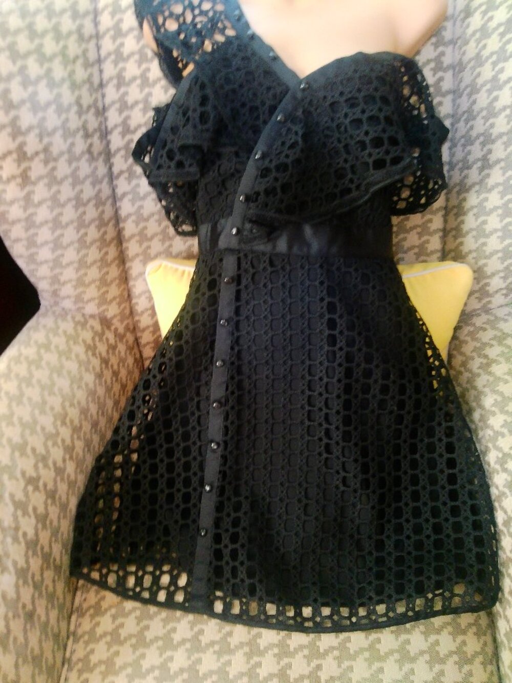 GIANNI BINI ONE SHOULDER EYELET MINI RUFFLE A-LINE DRESS SIZE 0